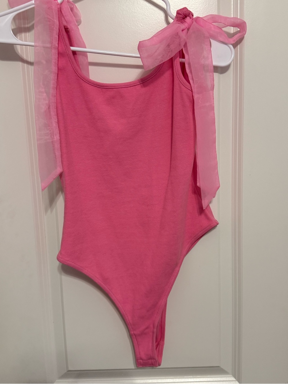 Pink Bodysuit with Sheer Tie Straps